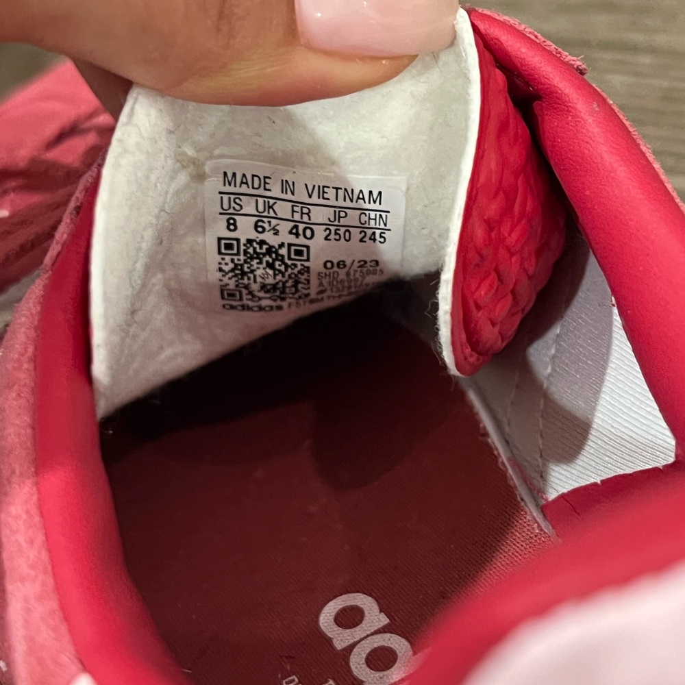 adidas Gazelle Women's Pink and White Suede Sneakers - Picture 5 of 5